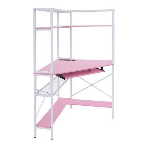 Pink Corner Desk,  Corner Table for Small Space, Corner Desk
