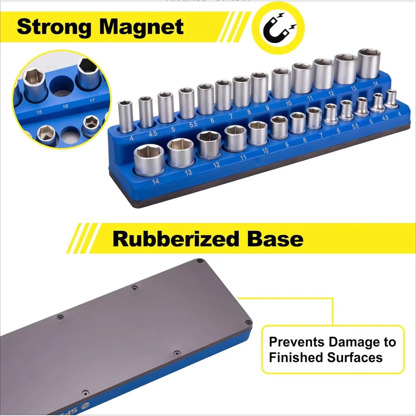 Magnetic Socket Organizer, 6-Piece Tool Organizers 1/2 inch