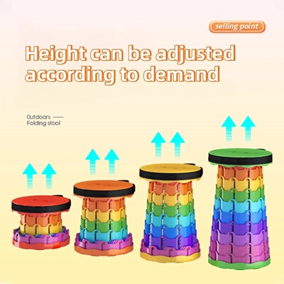Folding Stool Outdoor Portable Chair Retractable Adjustable