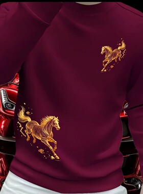 Men's Spring Autumn Thin Loose Printed Long Sleeve T-shirt