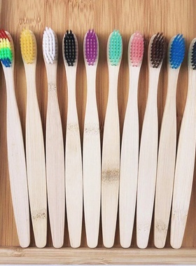 10pcs Bamboo Toothbrushes Portable Eco Friendly Wooden Toot