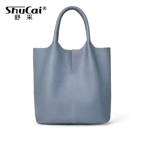 Genuine Leather Commuter Tote Bag Simple Ladies Soft Cowhide