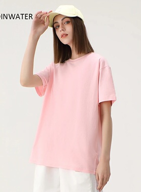 WAVLATII New Women Solid Cotton T shirts Female Dark Green