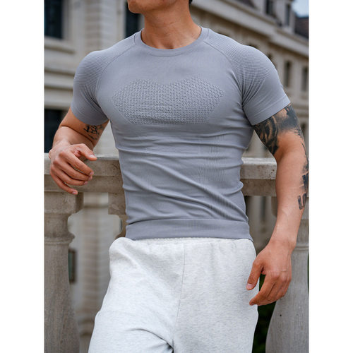 Men's Sports Short Sleeve Running T-Shirt, Fitness Shirt