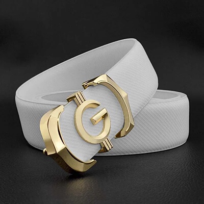 High quality white casual men belt genuine leather designer