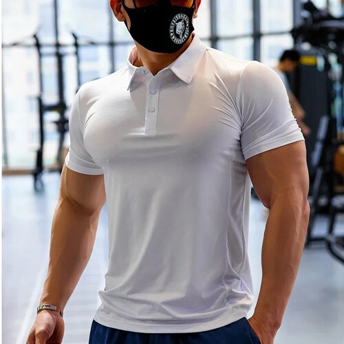 Fashion Polo Tee Mens T-shirt Lapel Casual Short-sleeved St