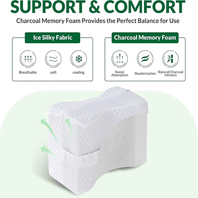 Knee Pillow for Side Sleepers with Straps, Soft Memory Foam