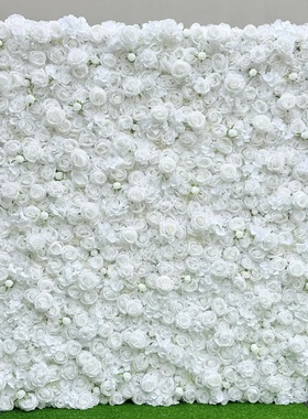 White artificial flower wall backdrop, fake rose background