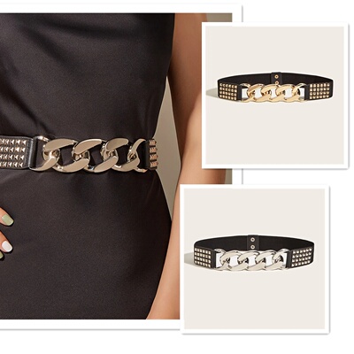 Chain elasticity Women's Belts For Ladies Studs Punk Rock
