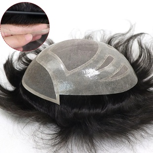Versalite Men Toupee Human Hair Pieces Mono PU Lace Front B