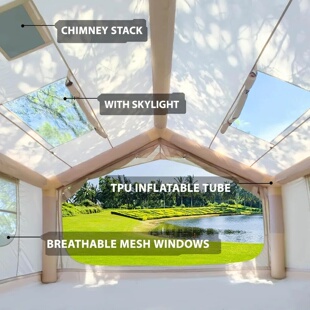 80.73 Square Feets Inflatable Camping Tent with Stove Jack,