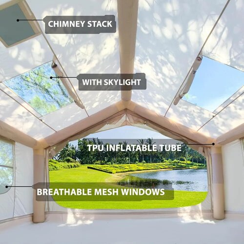 80.73 Square Feets Inflatable Camping Tent with Stove Jack,