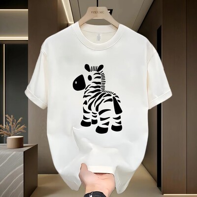 Summer Minimalist Trendy Casual Zebra  Short Sleeve T-Shirt