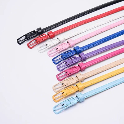 Children Candy Color Belts 1.2cm Super-thin PU Waistbands S