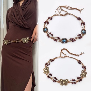 Fashion Bohemian Knot Waist Belt Handmake Braided Waistbelt