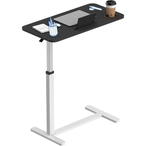 Mobile standing table with wheels, pneumatic laptop desk, a