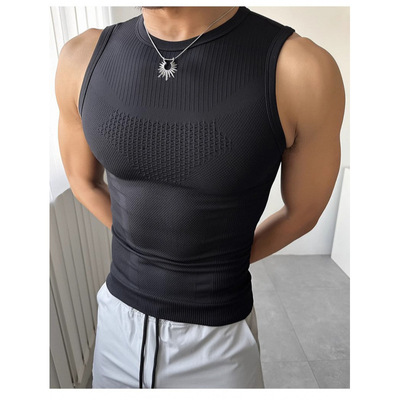 Men's Seamless Sleeveless Fitness Tank Top, High Elastic