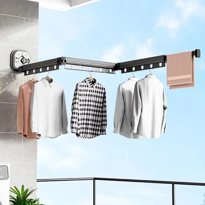 Retractable Clothes Drying Rack Foldable No Punching Wall-M