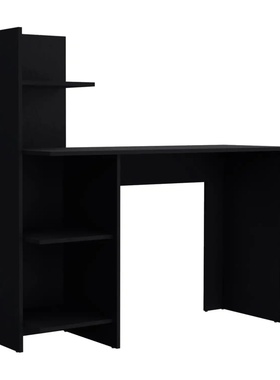 Vilna 120 Writing Desk , Four Shelves Black