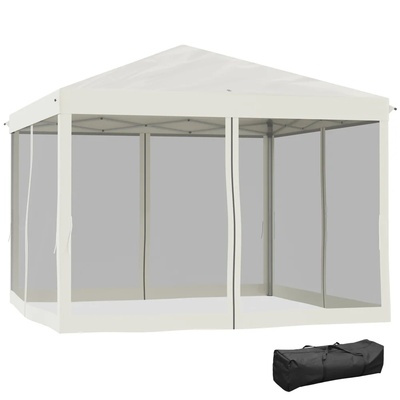 Instant Pop Up Beige Canopy Tent with Netting up Screen Hou