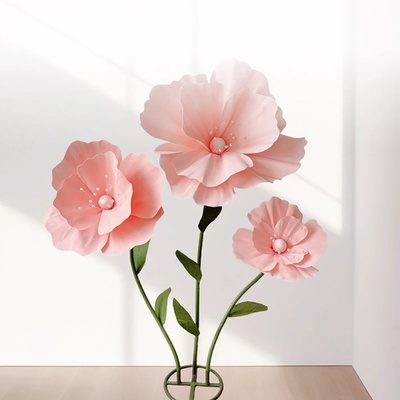 Wedding Decoration Giant Poppy Artificial Flower Set Foam F
