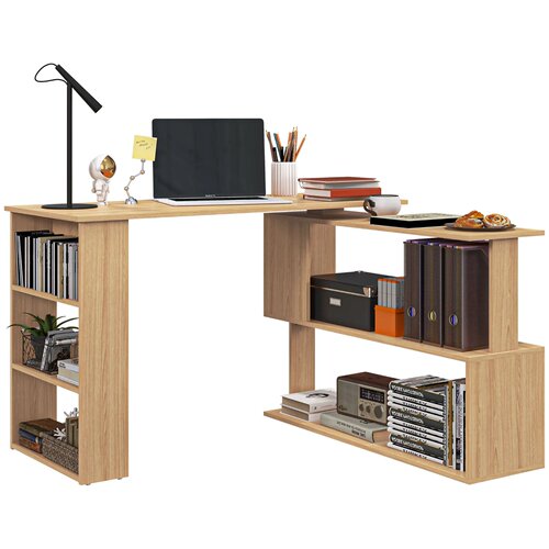 360 °   Rotating Home Office Corner Desk and Storage Shelf