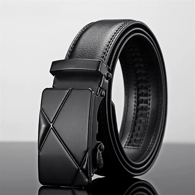 Men Leather Belt Metal Automatic Buckle Brand High Quality