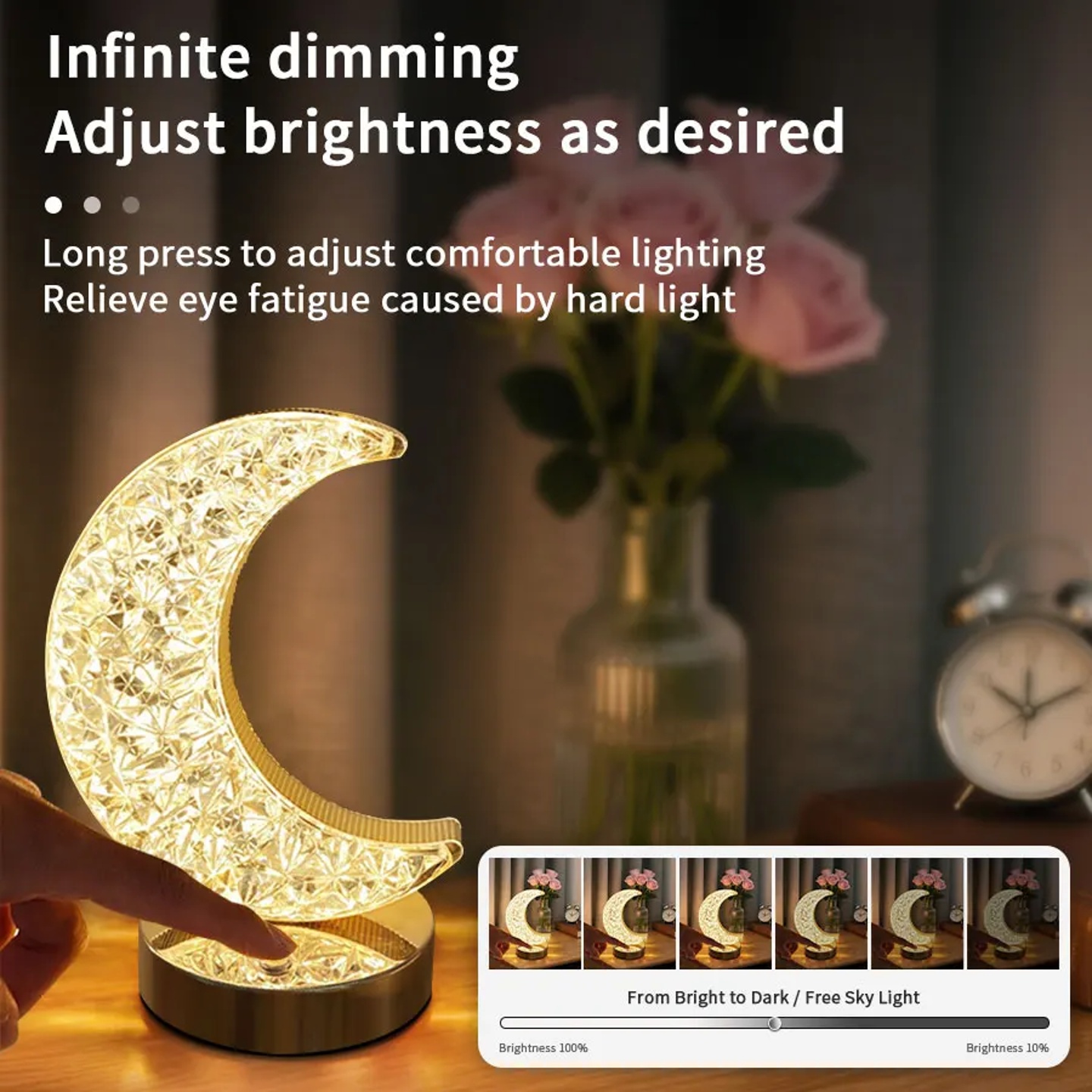 Moon Star Led Night Light Rechargeable Crystal Table Lamp T