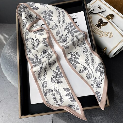 Fashion Print Hair Ribbon Scarf WomenNeckTieBag Scarfs Satin