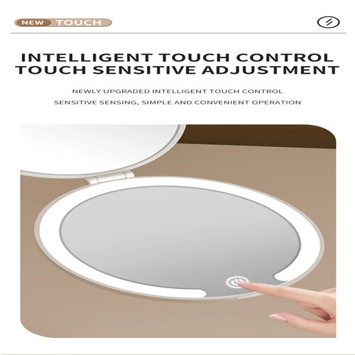 Rechargeable Compact Folding Mirror with LED Light Portable