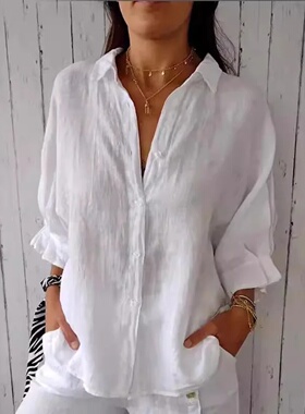 Summer Cotton Linen  Women Clothes Blusas Woman T-Shirt