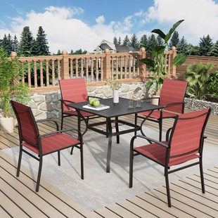 5-Piece Patio Table and Chairs Set for 4, Outdoor Dining Se