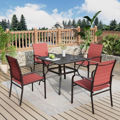 5-Piece Patio Table and Chairs Set for 4, Outdoor Dining Se