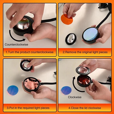 LED Sunset Lamp Nightlights USB Projector Birthday Party De