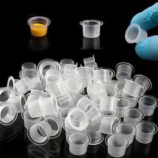 100pcs Disposable Tattoo Ink Cups Plastic Pigment Clear Hol
