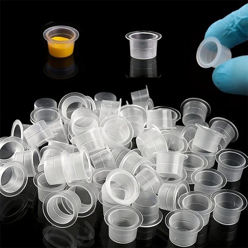 100pcs Disposable Tattoo Ink Cups Plastic Pigment Clear Hol
