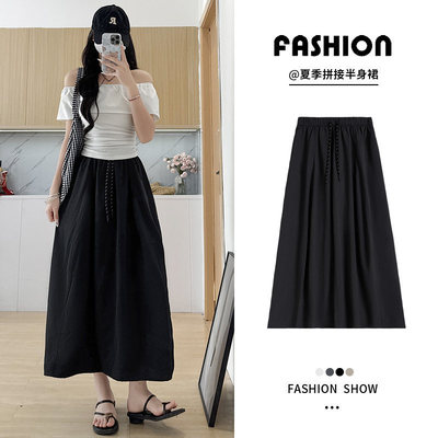 Women's Black Cargo Skirt 2026 Summer Style, Drapey Slimming