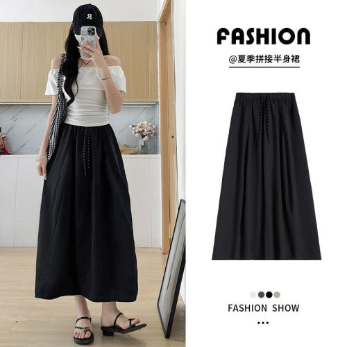 Women's Black Cargo Skirt 2026 Summer Style, Drapey Slimming