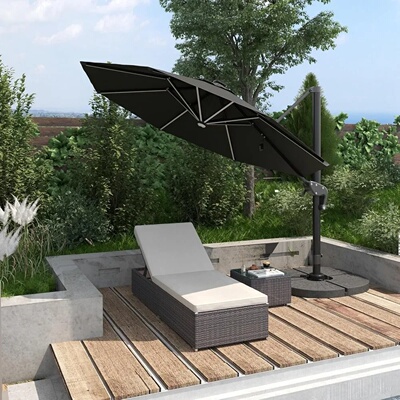 Chaise Lounge Chair Set of 2 with 5 Angle Backrest, Outdoor