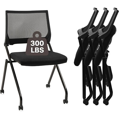 Stackable & Foldable Chairs with Wheels, Reception Guest Ch