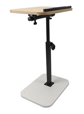 Mobile Lift Computer Desk Shaped SideTable Wood Carbon Steel