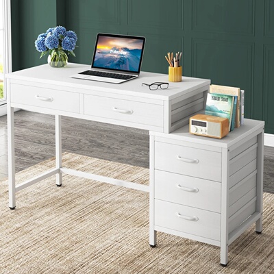 Tribesigns Computer Desk with 5 Drawers, Home Office Desks
