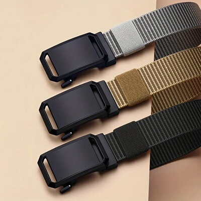 New Automatic Buckle Belt, Canvas Tactical Workwear Casual