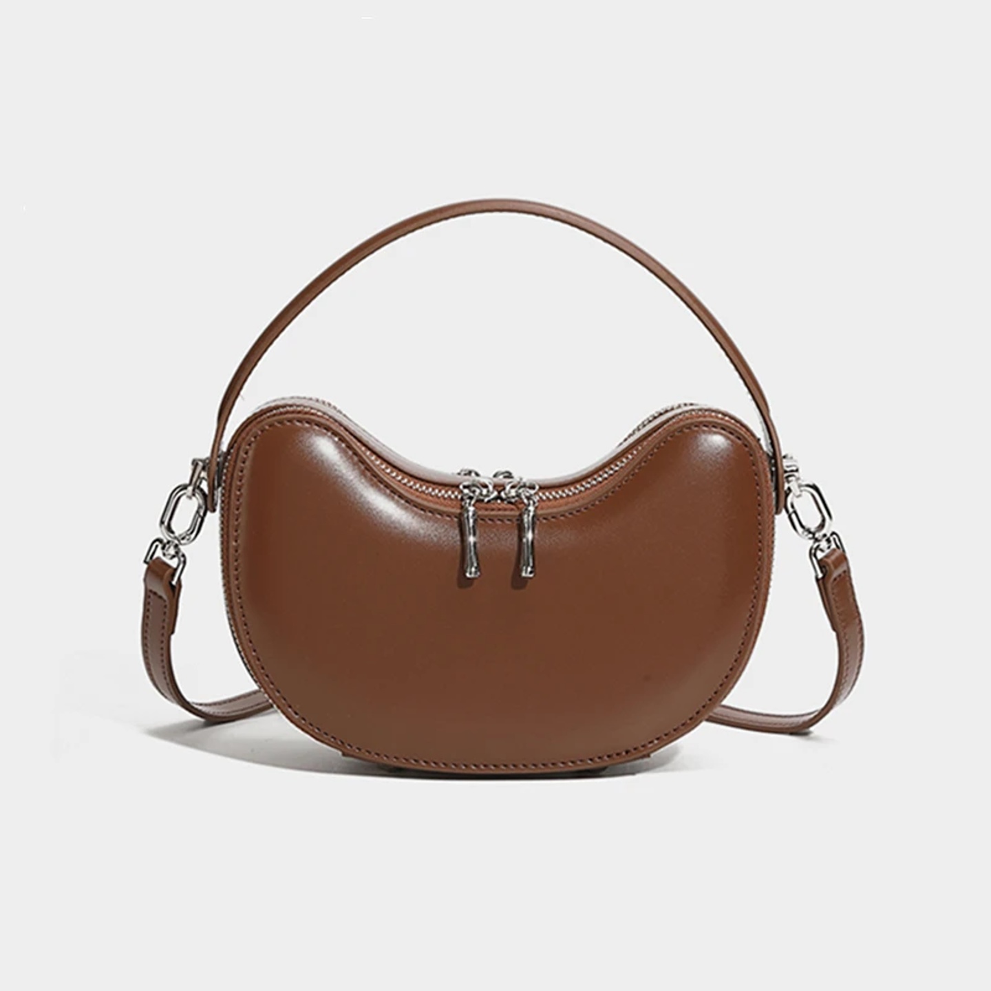 Hifashion Glossy Genuine Leather Half Moon Crossbody Bags