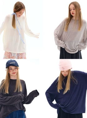 mpeng大童小个子女生秋季莱赛尔混羊毛高弹上衣落肩款休闲长袖