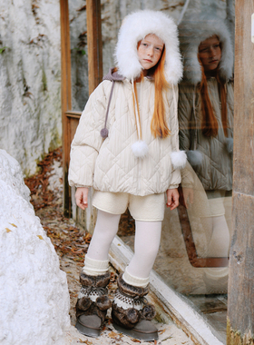 mpeng女童冬季加厚白色连帽棉袄厚外套上衣