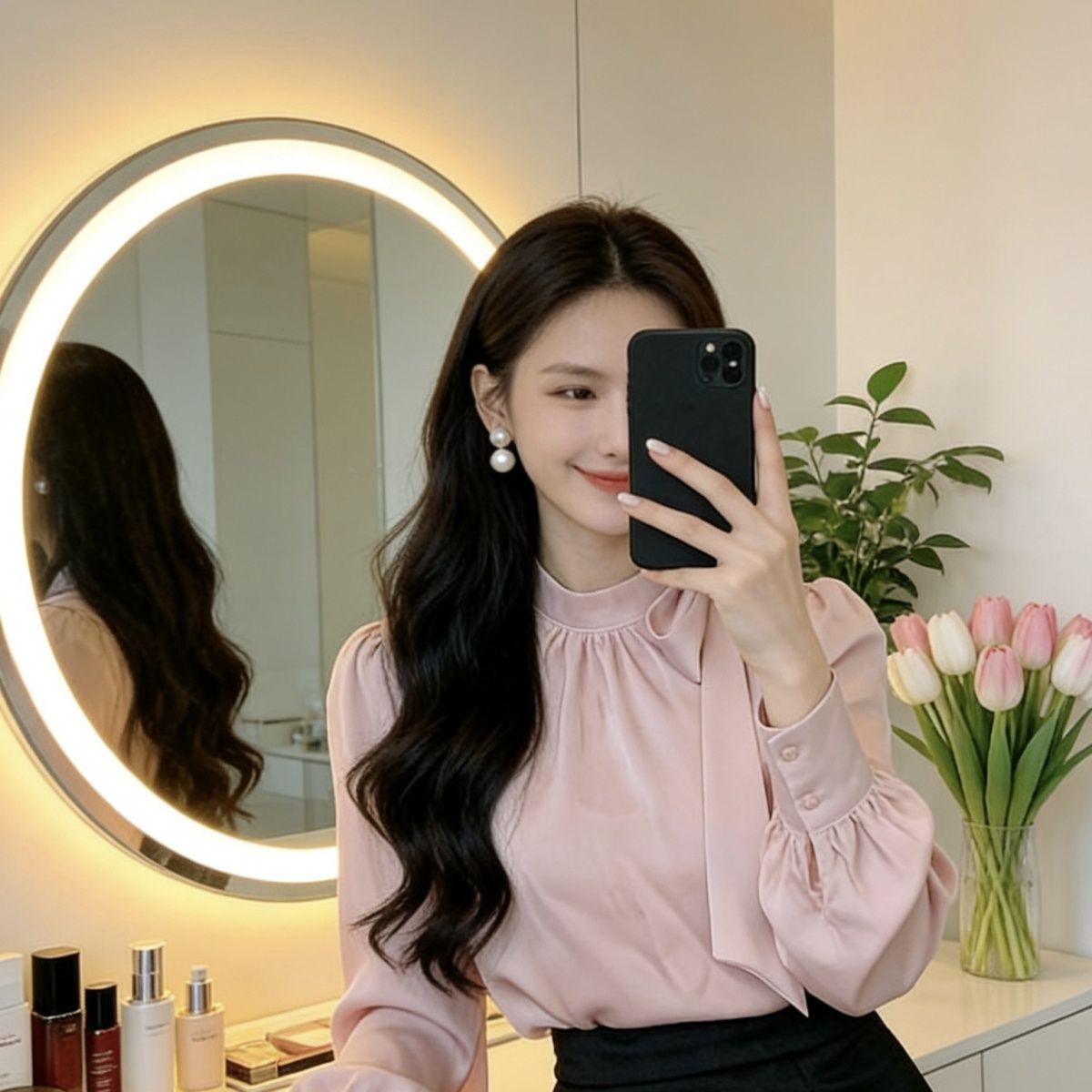 秋款衬衣女装新款正品立领蝴蝶结系带缎面绑带套头衬衫长袖上衣女