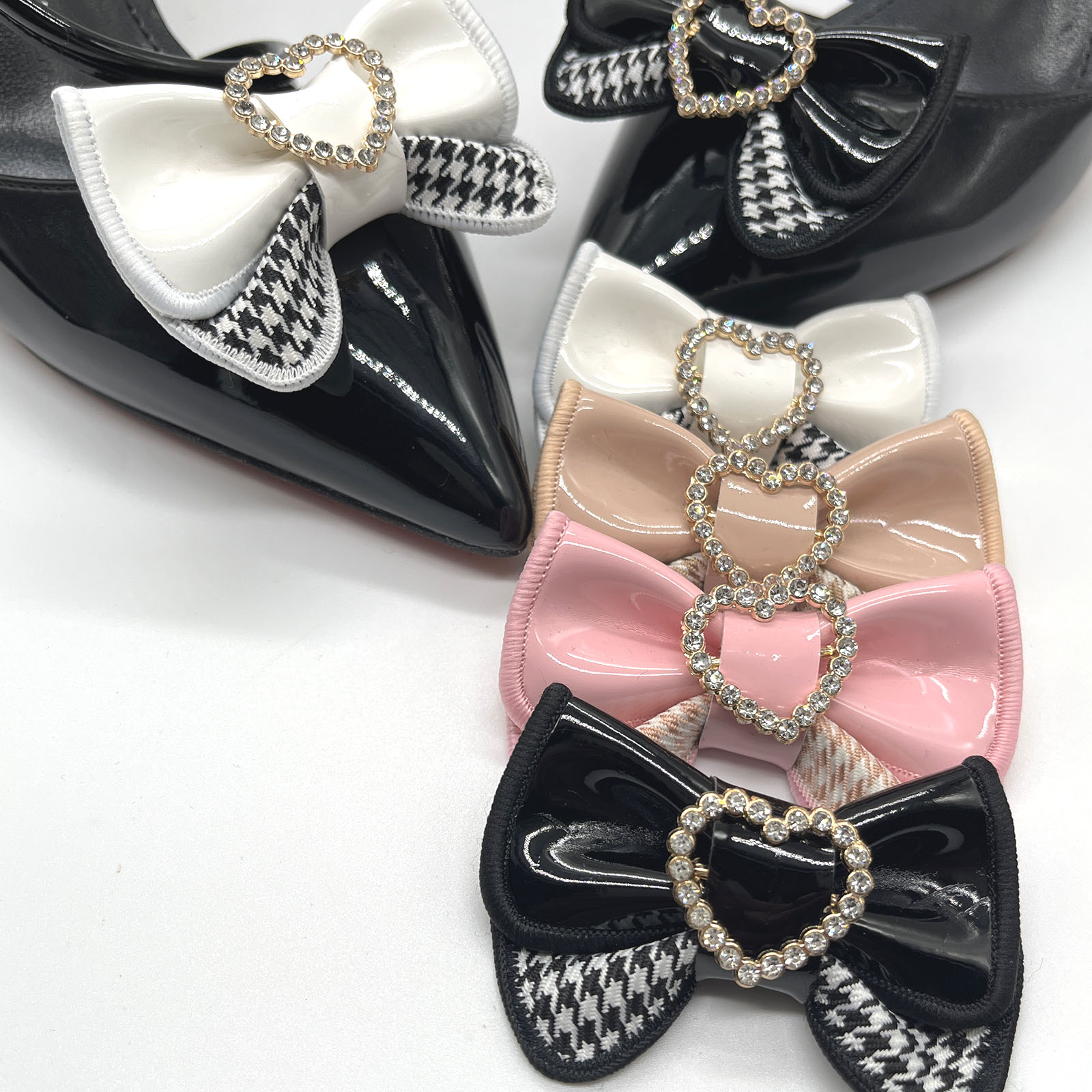 百搭亮片pu皮  蝴蝶结 鞋花/鞋饰/鞋扣 鞋子配件图片