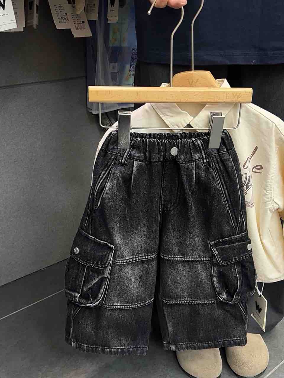 W潮牌男童2025新款儿童秋冬款小童牛仔裤男童休闲百搭长裤工装裤