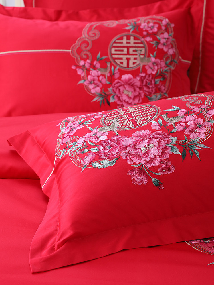 ISIKI GOLD NO. 100 HORSE COTTON WEDDING PIECE SET BEDDING SATIN EMBROIDERY ALL THE WAY YOU